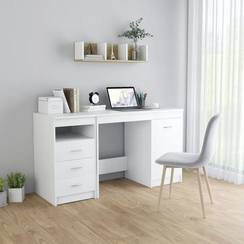 White desk with - desk, –