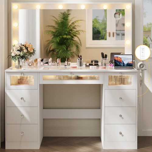 Makeup vanity desk with led - vanity,