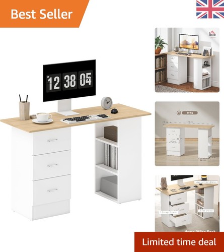 Compact natural wood desk - natural,